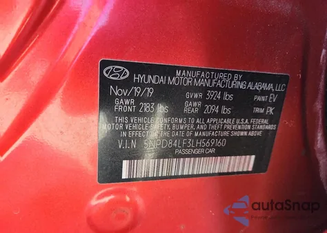 2020 Hyundai Elantra Sel from USA, damaged, VIN 5NPD84LF3LH569160